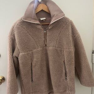 Varley Sz X-Small Xs Stratton Mushroom Tan Sherpa Half Zip Pullover Jacket